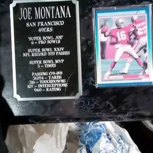 Joe Montana card and plaque #1 score card